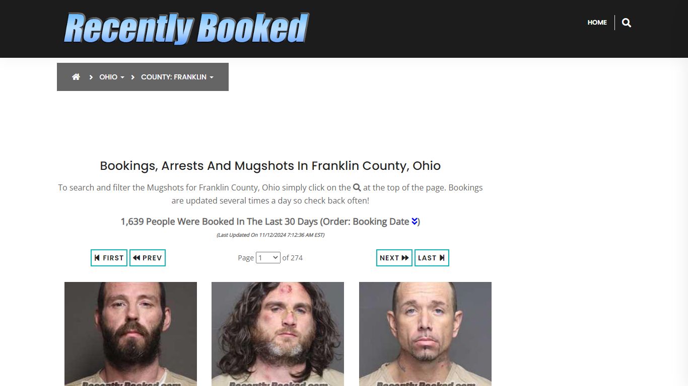 Bookings, Arrests and Mugshots in Franklin County, Ohio - Recently Booked